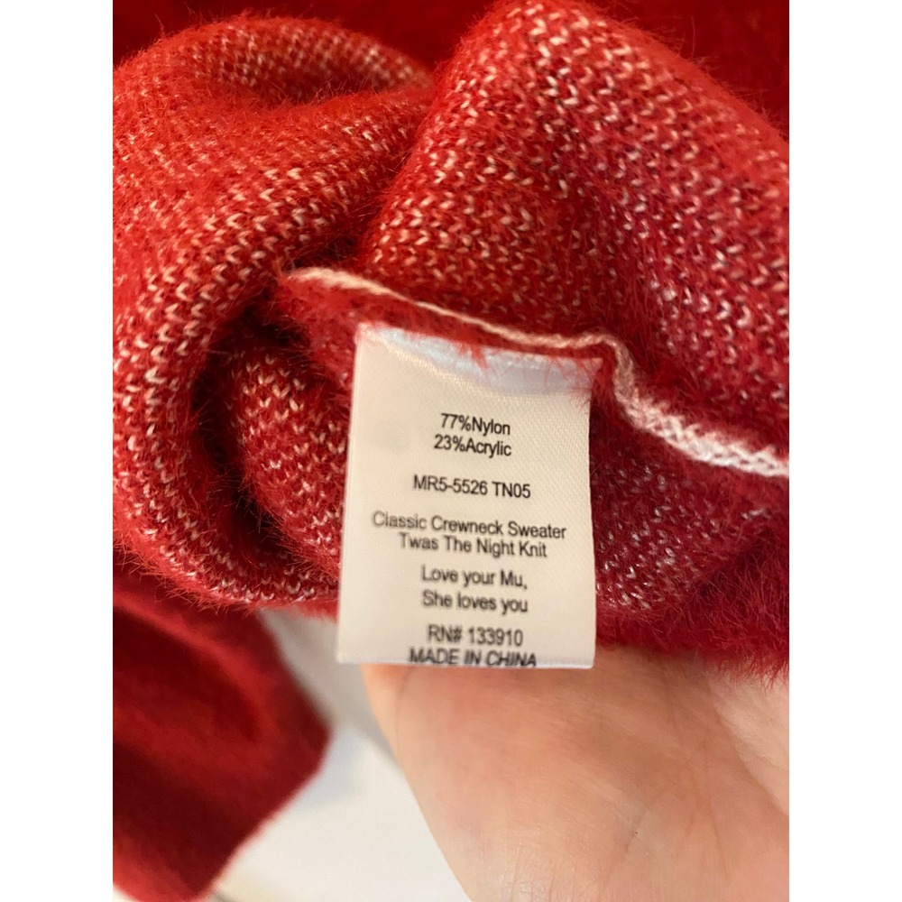 Show Me Your Mumu Twas The Night Before Cocktails Red Fuzzy Sweater Medium NWT - Picture 6 of 6